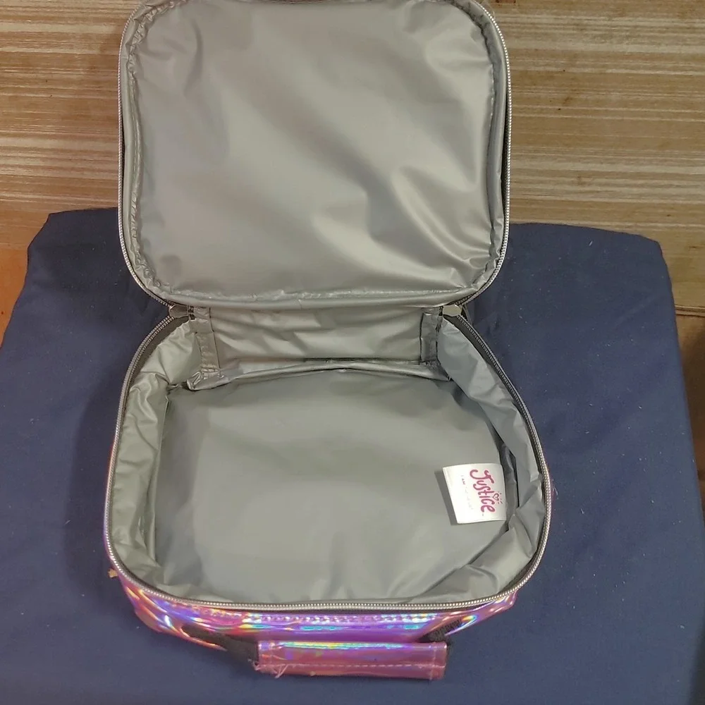 Justice Pink Sequin Holographic‎ Insulated Lunch Box Girls Lunch Bag